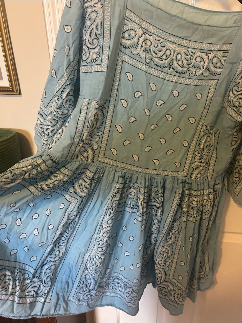 Light Blue Bandana Print Tiered Dress - Picture 3 of 6